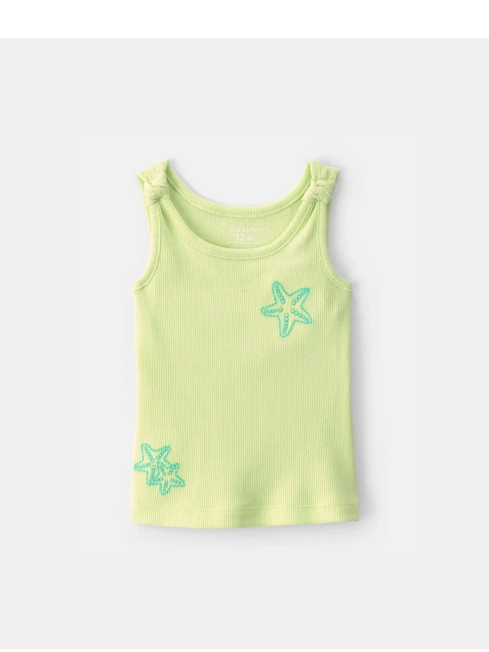 Baby Girl Starfish Ribbed Tank Top - Green- NWT